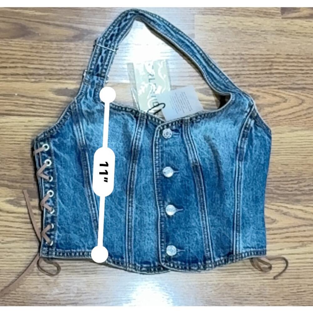 GRLFRND Phoebe Laced Halter Top Nashville Suede Brown Boho Chic Size medium - Picture 3 of 14